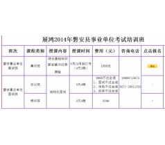 展鸿2014年金华磐安县事业单位笔试辅导简章